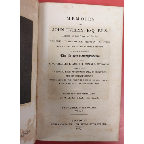 168 - EVELYN JOHN.  Memoirs, ed. by William Bray. 5 vols. Frontis & fldg. & other eng. plates. 182... 