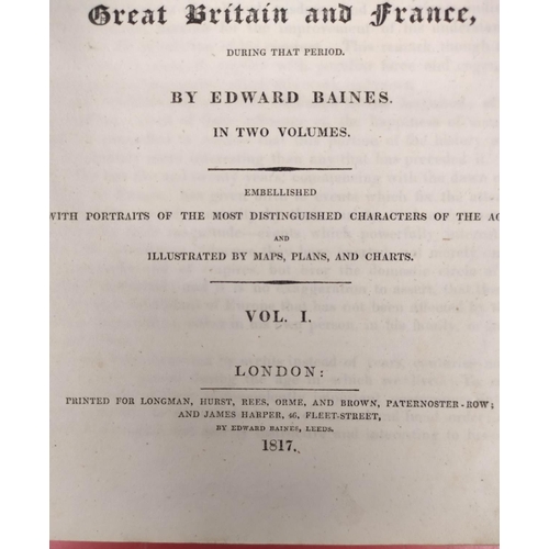 170 - BAINES EDWARD.  History of the Wars of the French Revolution. 2 vols. Eng. frontis, fldg. map, etc. ... 