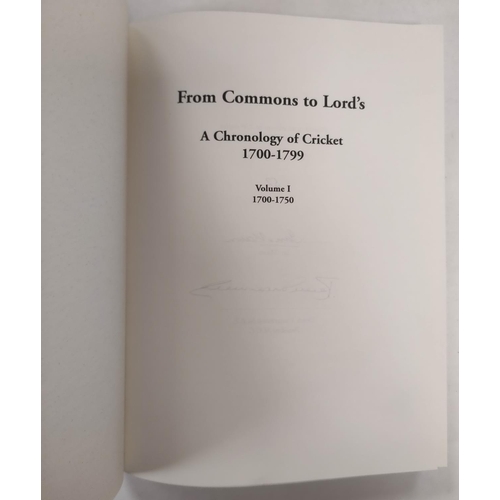 182 - MAUN IAN.  From Commons to Lord's, A Chronology of Cricket. 3 vols. Signed ltd. ed., vol. 1 being 52... 