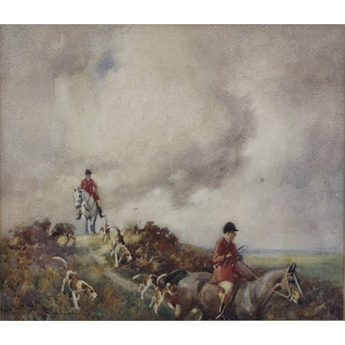 234 - George Mottram Moorhouse (Cumbrian 1882-1960).Hunting scene.Watercolour.29cm x 33.5cm.Signed. Indist... 