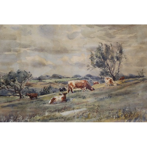 236 - Everett Galloway (Irish Exh. 1918-1920).Cattle grazing.Watercolour heightened with white.23.5cm x 33... 