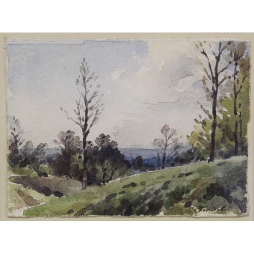 244 - Robert Forrester (Cumbrian 1913-1988).Spring at Penton.Watercolour.14cm x 19cm.Signed. Inscribed wit... 