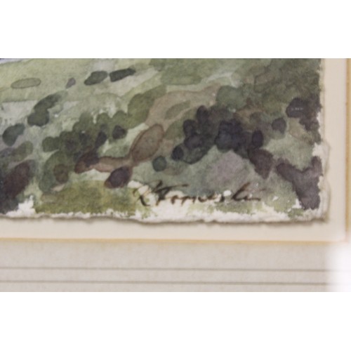 244 - Robert Forrester (Cumbrian 1913-1988).Spring at Penton.Watercolour.14cm x 19cm.Signed. Inscribed wit... 