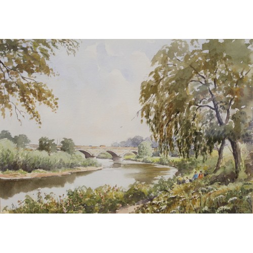 245 - Robert A. Keith (Modern Cumbrian).River Eden at Bitts Park, Carlisle.Watercolour over pencil.20.5cm ... 