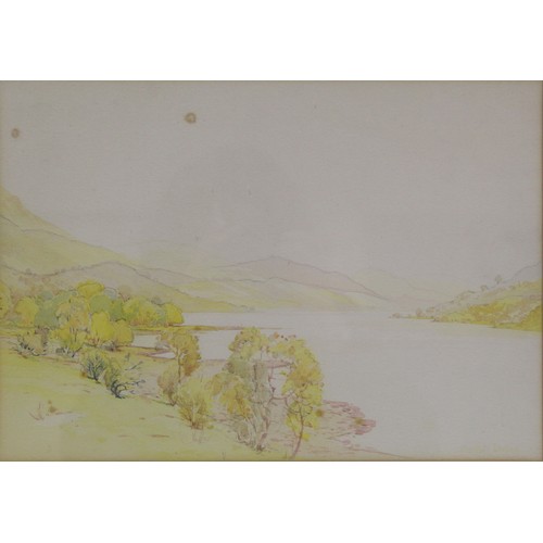 250 - Alastair Dallas (Scottish 1898-1983).Loch Lubnaig.Watercolour over pencil.25cm x 35.5cm.Signed (fade... 