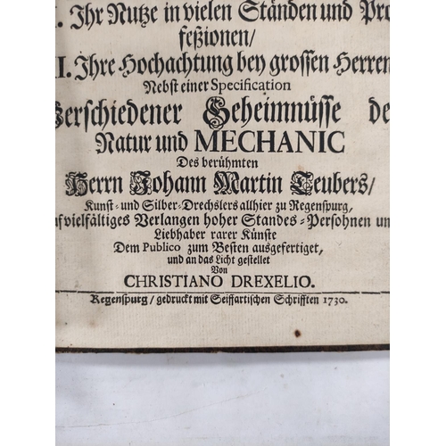 311 - DREXEL CHRISTIAN: TEUBERS JOHANN MARTIN.  Kurtzer Unterricht von der Dreh-Kunst (Turning-Arts). 3 fl... 