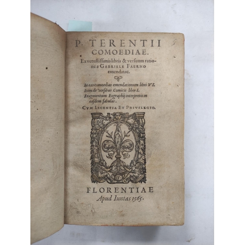 315 - FAERNO GABRIELE (Ed.)  P. Terentii, Comoediae, Bernard Giunti, Florence, 1565 & Emendationes In ... 