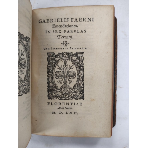 315 - FAERNO GABRIELE (Ed.)  P. Terentii, Comoediae, Bernard Giunti, Florence, 1565 & Emendationes In ... 