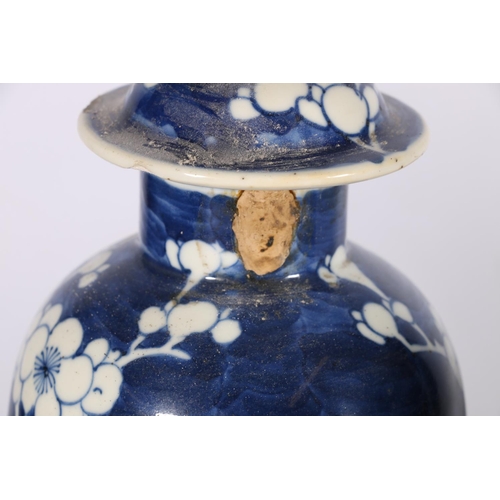 428 - Early 20th century blue and white ginger jar and domed cover decorated with prunus blossoms, 25.5cm,... 