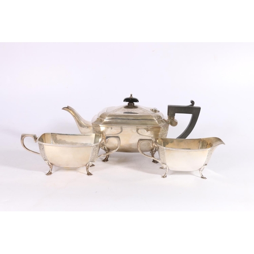 66 - George V silver three-piece tea set by Joseph Gloster Ltd, Birmingham, 1931, 1190g gross. (3)