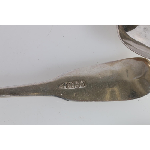 67 - Three Irish George III silver tablespoons of fiddle pattern by John Kavanagh, Dublin, 1815, 185g.  (... 