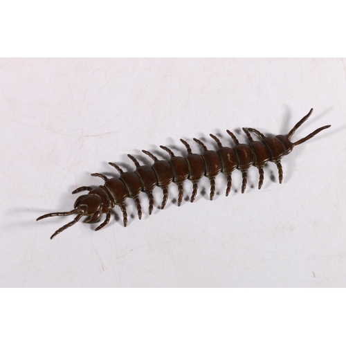 442A - Japanese bronze model of a centipede with articulated body, 15cm long.