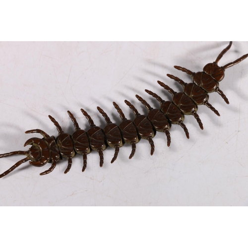 442A - Japanese bronze model of a centipede with articulated body, 15cm long.