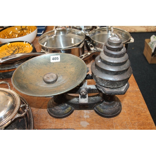 405 - Antique set of scales and weights.