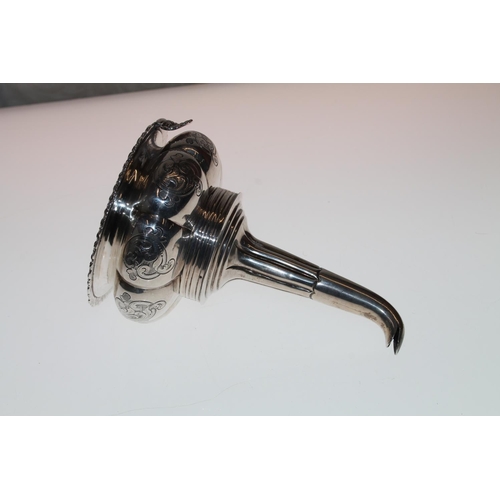 449 - Silver-plated wine funnel.