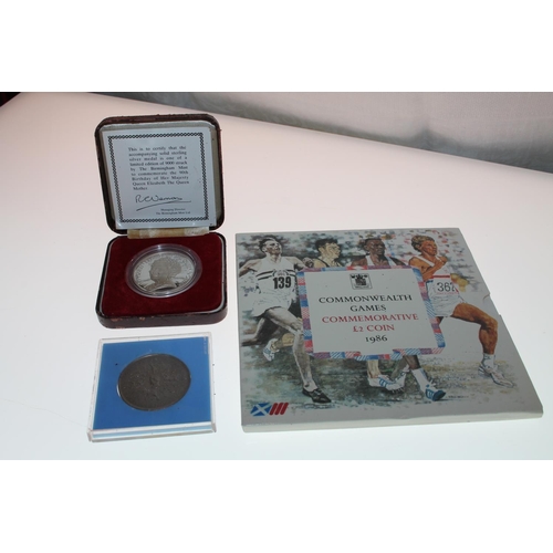 455 - Commonwealth Games 1986 &pound;2, silver commemorative coin, etc.