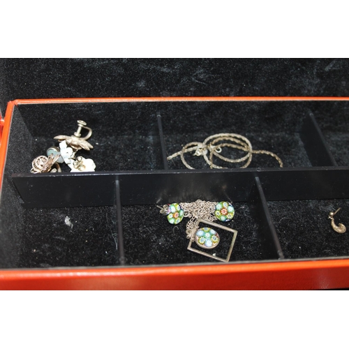456 - Jewellery case containing silver and costume jewellery, Mappin & Webb lady's watch, etc.