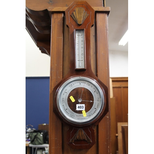 403 - Walker & Hall mahogany barometer.