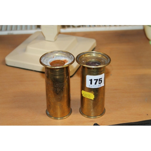 175 - Pair of Trench Art candlesticks, marked South Africa, 1900.