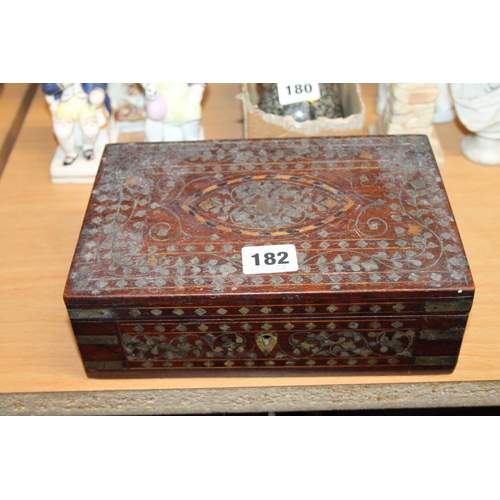 182 - Heavily inlaid hardwood box.
