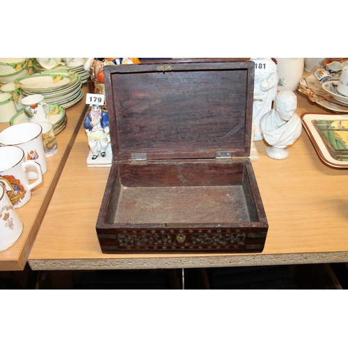 182 - Heavily inlaid hardwood box.