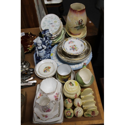 198 - Ceramics to include Carlton ware condiments, floral decorated tea ware, Noritake dishes, etc.