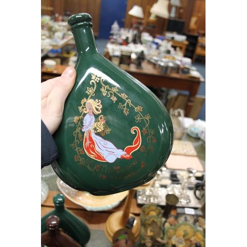 215 - Seton Pottery Courvoisier bottles, and a Chokin ginger jar and cover and a vase.