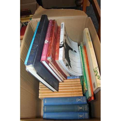 420 - Box containing books to include English Costume by Iris Brooke, Trees by Benjamin Perkins, Banksy Wa... 