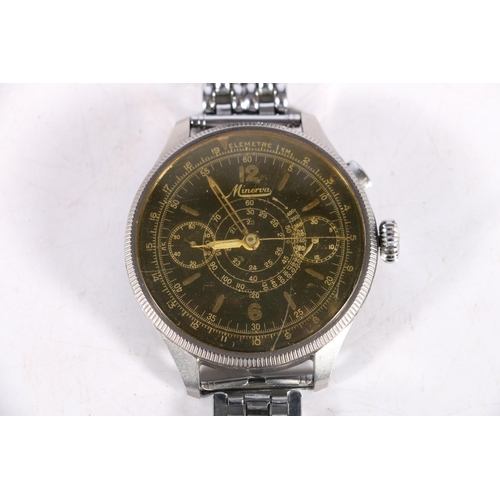100A - Minerva 'Aviator' pilots chronograph wristwatch, movement cal. 1520034, case size 4.5cm, possible re... 