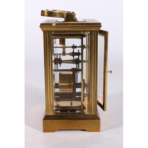 230B - Garrard & Co. of London brass cased carriage clock, the rectangular enamel dial bearing Roman nu... 