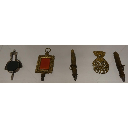 308 - Georgian silver seal, crested, various watch keys and two 'relics'.