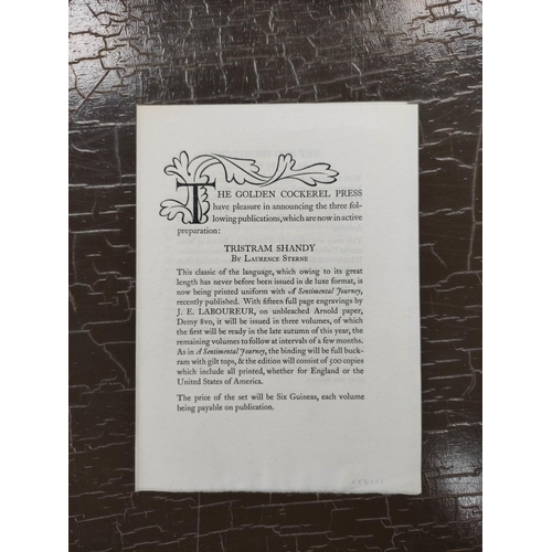 130 - GOLDEN COCKEREL PRESS.  Sterne Laurence.  The Life & Opinions of Tristram Shandy.... 