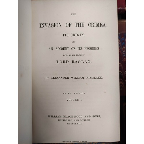 64 - KINGLAKE A. W.  The Invasion of the Crimea. Vols. 1 to 4. Fldg. plans. Half calf. 1863. (4)... 