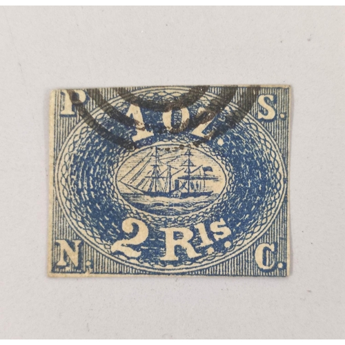 270 - Two scarce 1857 Pacific Steam Navigation Company (Peru) stamps. To include an orange 1 Ris stamp and... 