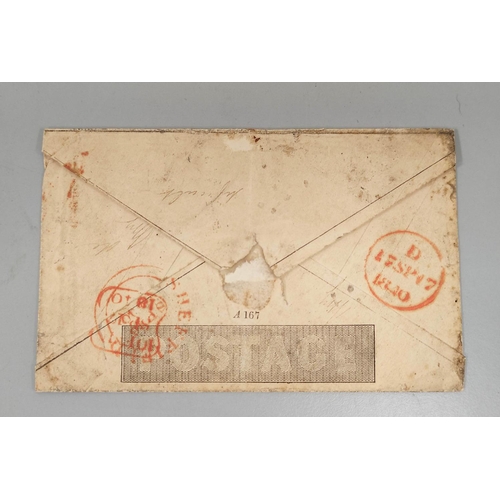 272 - Great Britain. Mulready cover dated 17th September 1840 with applied red Maltese cross postmark.... 