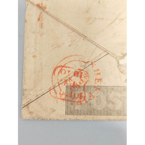 272 - Great Britain. Mulready cover dated 17th September 1840 with applied red Maltese cross postmark.... 