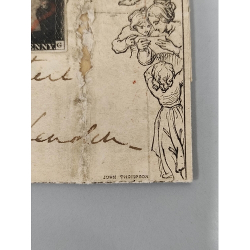 273 - Great Britain. Mulready cover dated 30th January 1841 with applied red Maltese cross postmark & ... 