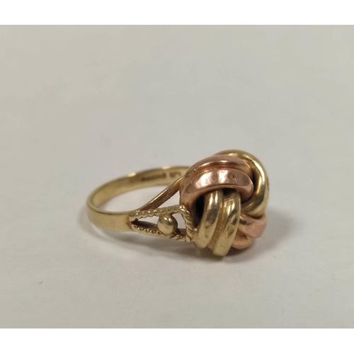 36 - 9ct coloured gold whorl ring, size 'N', 5.4g.