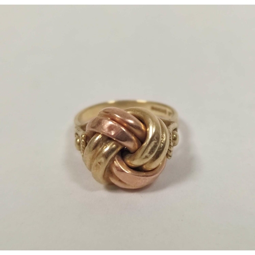 36 - 9ct coloured gold whorl ring, size 'N', 5.4g.