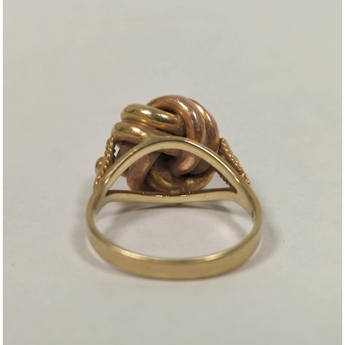 36 - 9ct coloured gold whorl ring, size 'N', 5.4g.