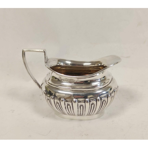 43 - Edwardian silver sugar bowl and cream jug, oval with fluting and gilt interior, Birmingham 1903, 5oz... 