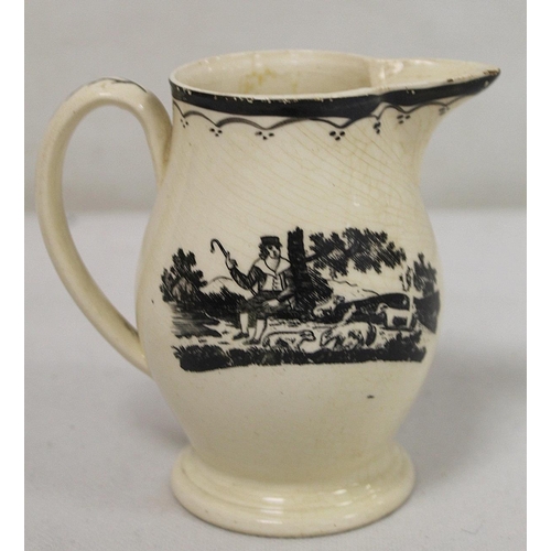 268 - Early 19th century Wedgwood Drabware jug of baluster form with gilt initials, further gilding to rim... 