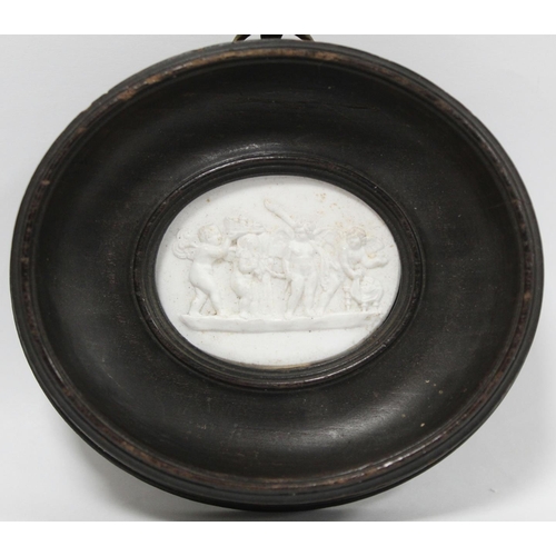 279 - Late 18th/early 19th century Wedgwood white jasperware miniature plaque depicting the marriage of Cu... 