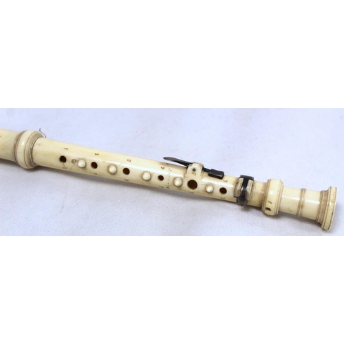 300 - Early 19th century ivory patent flageolet (English flute) by Bainbridge & Wood, 35 Holborn Hill,... 