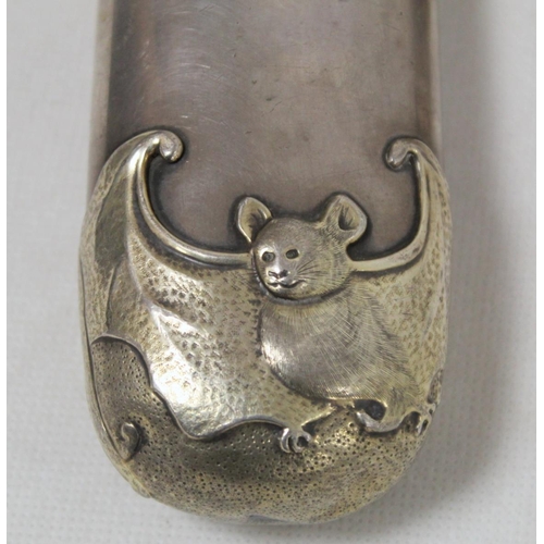 317 - Japanese Meiji Period white metal Kiseruzutsu (pipe case) of scabbard form, the terminal with moulde... 