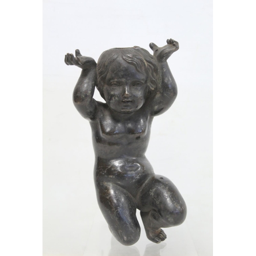 322 - Cast bronze figure of a putto wrestling with a serpent, on naturalistic plinth base, a.f., 27cm high... 