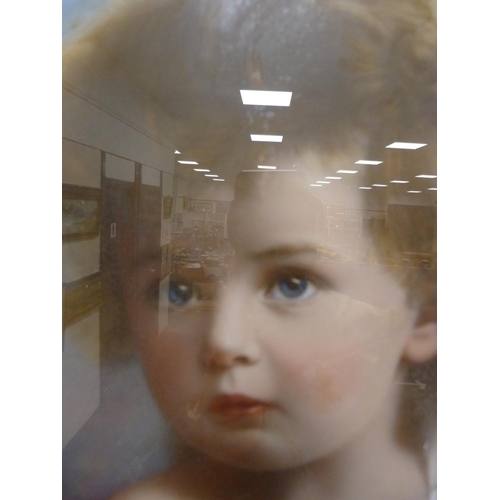 47 - Portrait of a child, signed indistinctly lower right, lithograph.