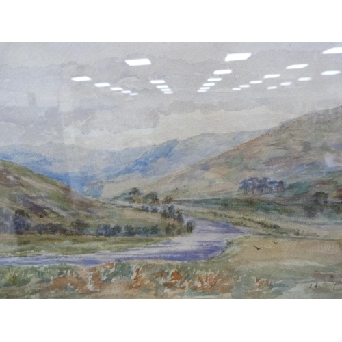 51 - JL MacPhersonRiver and mountainous landscapeWatercolour.