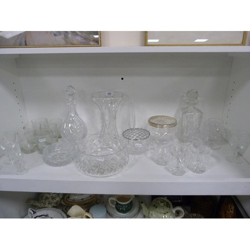 173 - Crystal and glass to include crystal decanters with stoppers, vase, bowls, two bowls with spreaders,... 