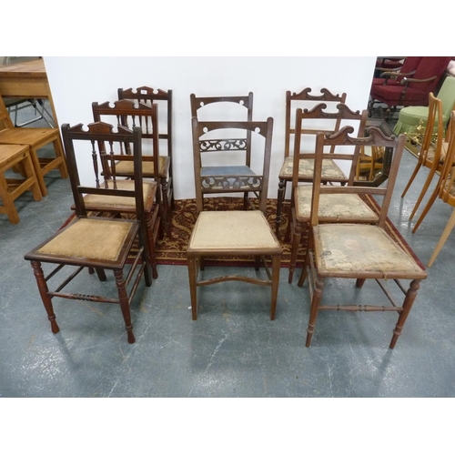 297 - Assorted bedroom chairs to include three matching spindle-back chairs.  (8)